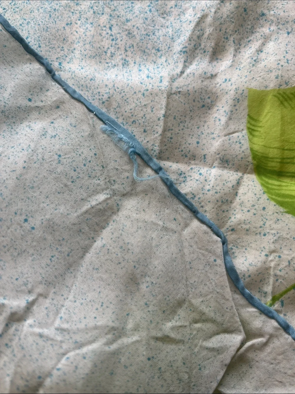 Vintage Floral Blue Rose Silk Scarf - Blue & Green